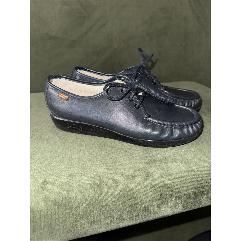 SAS San Antonio Shoe Women's‎ 7 W Siesta Loafers Moc Toe Navy USA EUC Comfort